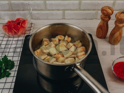 Šiltos salotos su traškiais baklažanais receptas Žingsnis 7