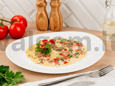 Omletas su pomidorais ir žolelėmis receptas Žingsnis 6