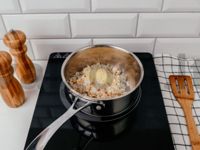 Risotto su baklažanais ir mocarela receptas Žingsnis 9