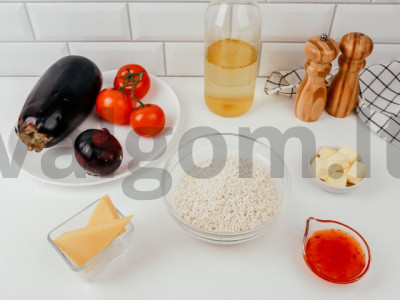 Risotto su baklažanais ir pomidorais receptas Žingsnis 1