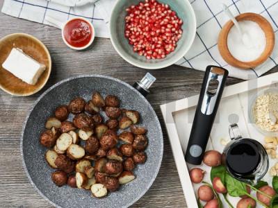 Salotos su mini bulvytėmis, granatais ir avinžirniais Žingsnis 1