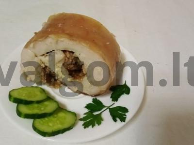 Kepti lašiniai su vištienos krūtinėle ir prieskoniais pagrindine nuotrauka