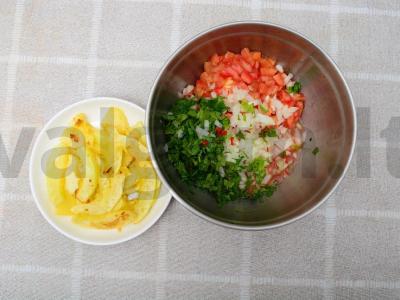 Salsa pico de gallo su moliūgais ir mėsa ant iešmelių Žingsnis 6