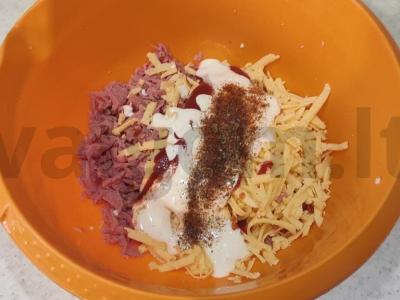 PP užkandis su kumpiu ir duona be plutos Žingsnis 2