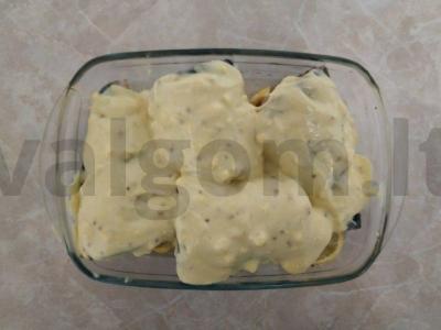 Jogurto padaže su prieskoniais kepta skumbrė Žingsnis 3