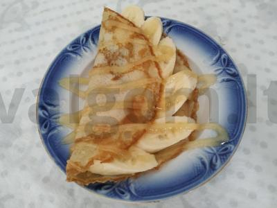 Lentiniai blyneliai ant vandens su bananais Žingsnis 3
