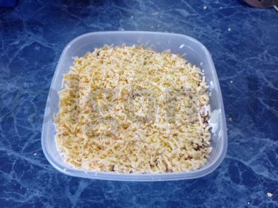 Švelnios salotos "Mimosa" su sūriu Žingsnis 3