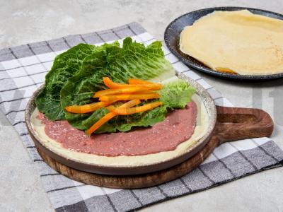 Blyneliai su saldžiųjų pipirų ir pašteto įdaru Žingsnis 3