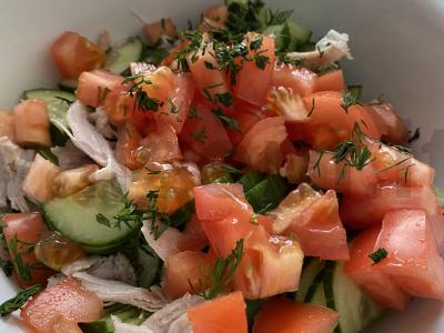 Baltyminės salotos su vištiena ir daržovėmis Žingsnis 6