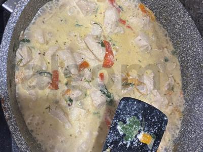 Grikių makaronai su vištiena ir grietinėle Žingsnis 7