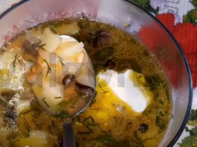 Grybų sriuba su opiatais pagrindine nuotrauka