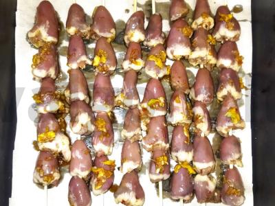 Vištienos širdelių kebabai sojų ir citrinų marinate Žingsnis 5