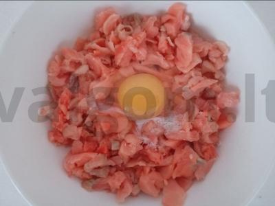 Sluoksniuotas lydekos, kalmarų ir lašišos terinas Žingsnis 3