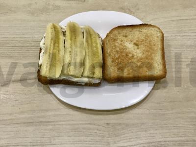 Prancūziškas sumuštinis su bananais, rikota ir šokoladu Žingsnis 5