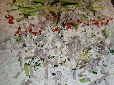 Lavašas su varške ir adžika su kumpio įdaru Žingsnis 3