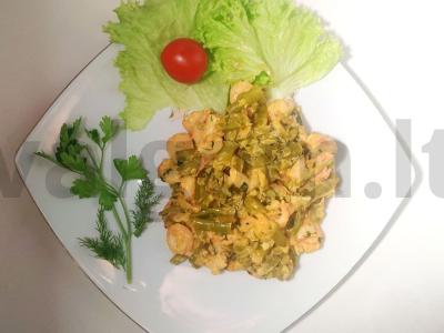 Aromatingos šparaginės pupelės su krevetėmis pagrindine nuotrauka