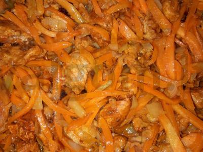 Pilavas su kiauliena ir garuose virtais ryžiais Žingsnis 4