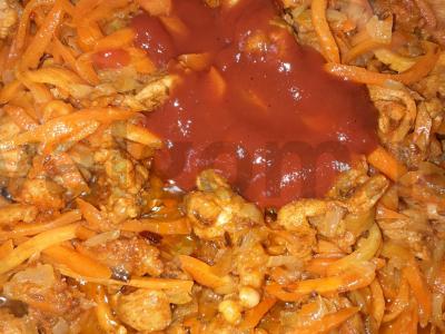 Pilavas su kiauliena ir garuose virtais ryžiais Žingsnis 5