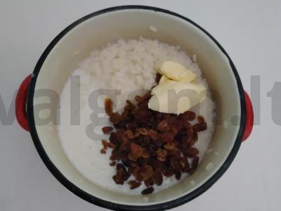 Ryžių pudingas su manų kruopomis ir sultenėmis Žingsnis 2