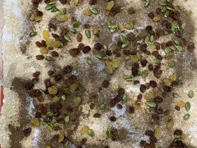 PP sinnabones su obuoliais ir sultenėmis Žingsnis 2