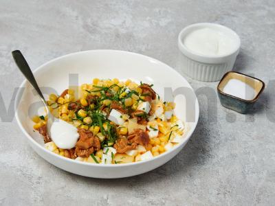 Salotos su kukurūzais ir marinuotais grybais Žingsnis 2