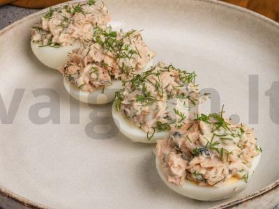 Kiaušiniai, įdaryti rausvąja lašiša ir krapais Žingsnis 5