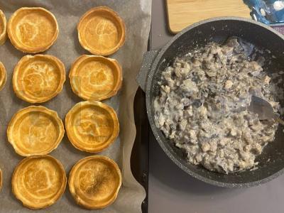 Julienne su grietinėle tartaletėse Žingsnis 1