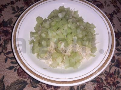 Vitaminų salotos iš raugintų kopūstų su pomidorais ir salierais Žingsnis 3