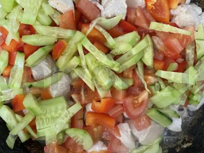 Funchose su daržovėmis ir vištiena Žingsnis 5