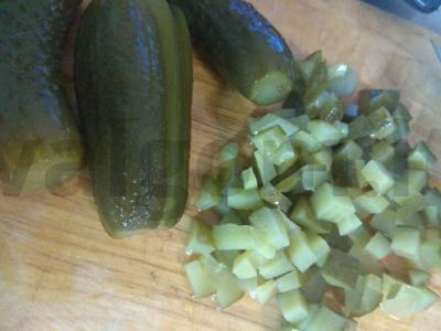 Vinaigrette su raugintais kopūstais ir agurkais Žingsnis 6