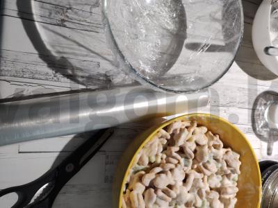 Žuvies sausainių pyragas su grietine ir vaisiais Žingsnis 3