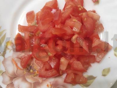 Kopūstų, agurkų ir pomidorų salotos "Freshness" Žingsnis 3