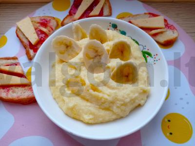 Saldi polenta ant pieno su bananais Žingsnis 2