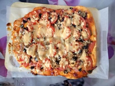 Naminė pica su konservuotais grybais Žingsnis 3