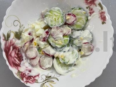 Vasaros salotos su kiaušiniu ir ridikėliais pagrindine nuotrauka