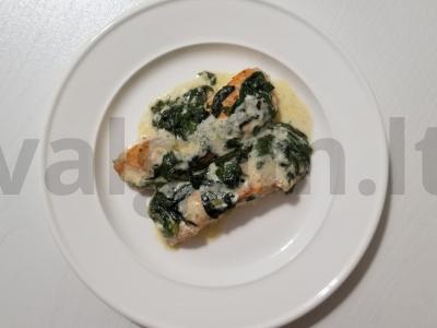 Skani lašiša su špinatais ir kokosų pienu pagrindine nuotrauka