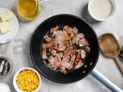 Risotto su kukurūzais ir ančiuviais Žingsnis 1