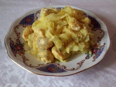 Troškinta vištiena su kopūstais ir grietine pagrindine nuotrauka