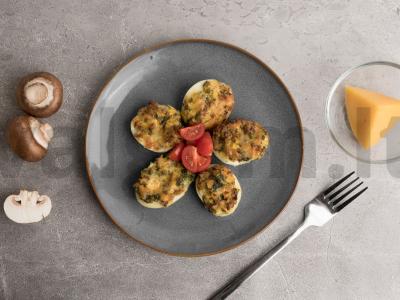 Orkaitėje kepti įdaryti kiaušiniai su grybais ir česnakais Žingsnis 6