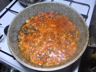 Makaronai su vištienos širdelėmis Žingsnis 4