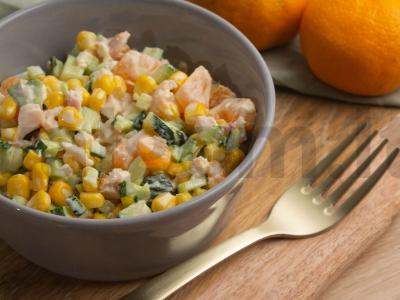 Salotos su mandarinais ir rūkyta vištiena Žingsnis 4