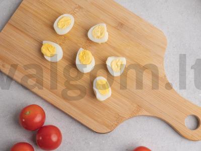 Salotos su balzaminiu kremu, mandarinais ir putpelių kiaušiniu Žingsnis 1