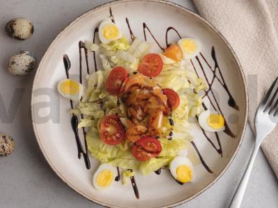 Salotos su balzaminiu kremu, mandarinais ir putpelių kiaušiniu Žingsnis 4