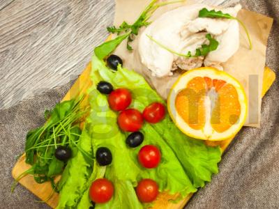 Salotos su vištiena ir greipfrutais Žingsnis 1