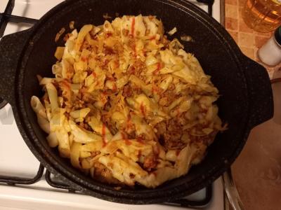Kopūstai su mėsa "A la pasta" Žingsnis 3