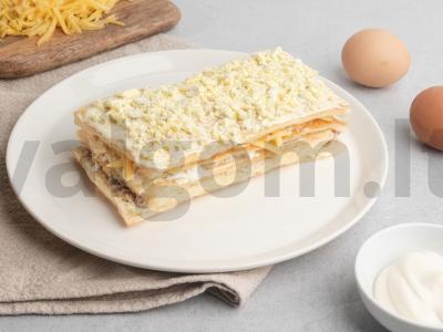 Žuvies salotos su sluoksniuota tešla Žingsnis 3