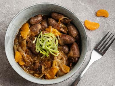 Vištienos širdelės su medumi ir mandarinais Žingsnis 4