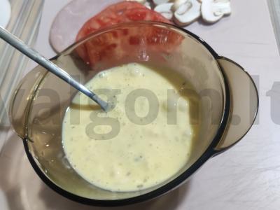 Mišrainė ant avižinės pitos su pipirais ir grybais Žingsnis 3