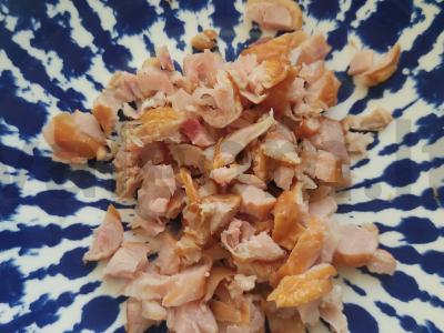 Oro omletas su rūkyta vištiena Žingsnis 4