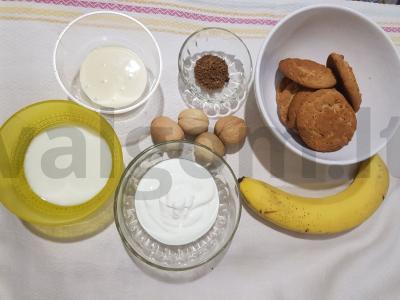 Kavos desertas iš avižinių sausainių ir bananų Žingsnis 1